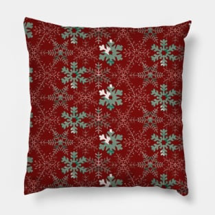 Red Mosaic Snowflakes Pillow