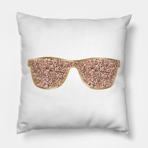 Sunglasses - rose gold glitter Pillow by RoseAesthetic