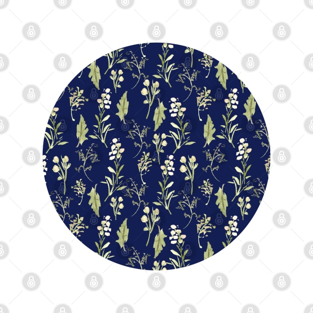 Navy Christmas Loose Floral Watercolor by Harpleydesign