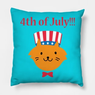 4th of July Superstar Cat in Hat and Bow Tie Pillow