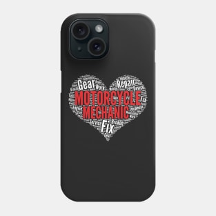 Motorcycle mechanic Heart Shape Word Cloud Design graphic Phone Case