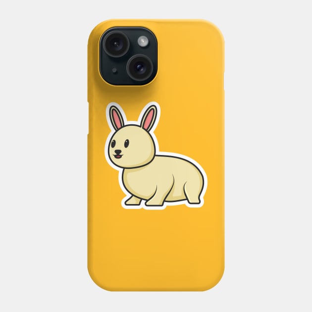 Cute Baby Rabbit Sitting Cartoon Sticker vector illustration. Animal nature icon concept. Funny furry white hares, Easter bunnies sitting sticker vector design with shadow. Phone Case by AlviStudio