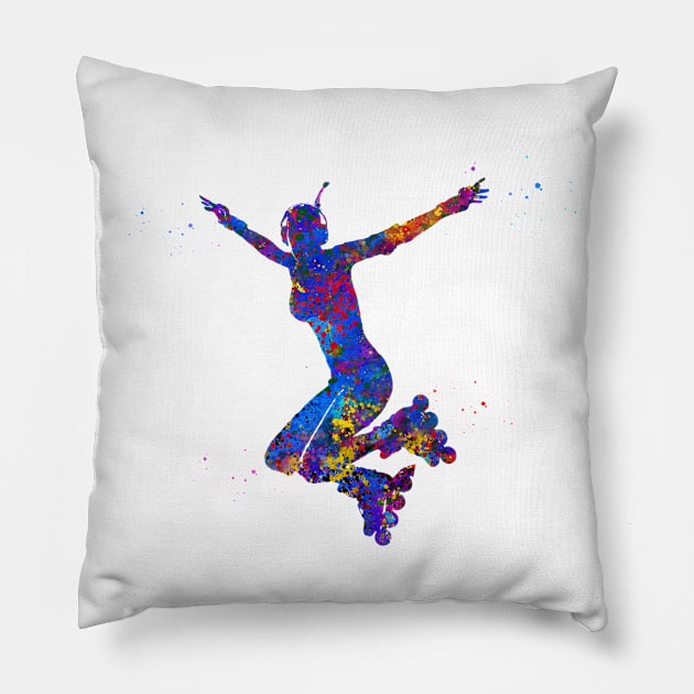 Roller skating girl Pillow by erzebeth