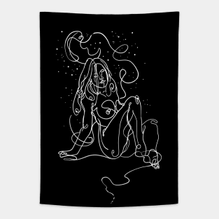 Artistic Nude, Moon, Stars, Woman Tapestry