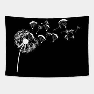 Paragliding Seeds Nature in thermals of dandelion Tapestry