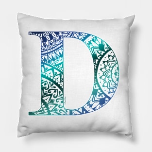 Mandala Letter D - Dusk, twilight Pillow