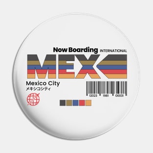 Vintage Mexico City MEX Airport Label Retro Travel Pin