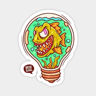 Piranha Bulb Cartoon Magnet