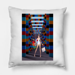 Shopping girl in Polanco Pillow