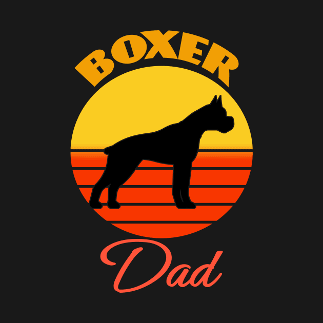 Boxer Dog Dad Father's Day Dog puppy Lover Cute Sunser Retro Funny by Meteor77