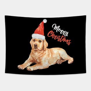 Labrador with A Santa Hat Tapestry