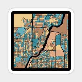 Saskatoon Map Pattern in Mid Century Pastel Magnet