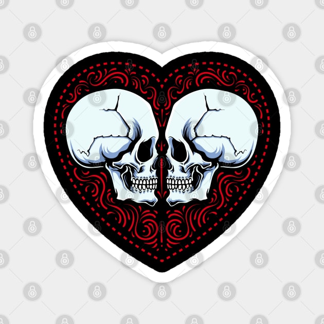 Epic Love Skull Heart Valentine Magnet by machmigo