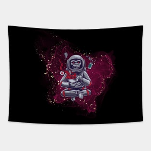 Monkey moon with pink start dust in space Tapestry