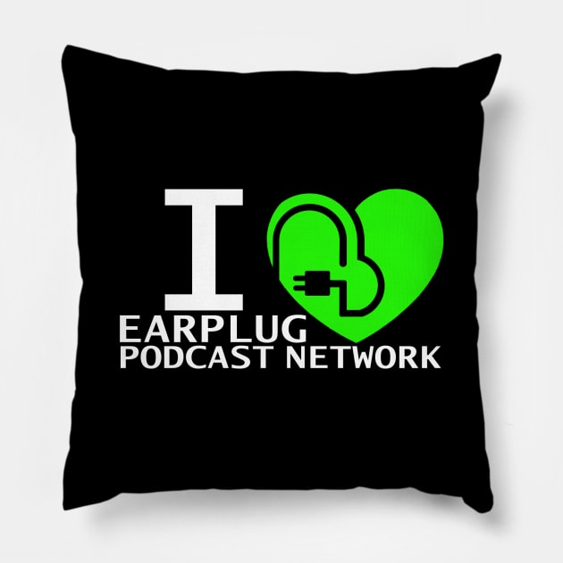 I Heart Earplug Podcast Network Pillow by EarplugPodcastNetwork