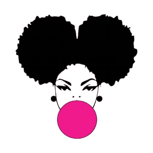 puff sleeve shirt Afro Hair girl blowing gum for girls and teens T-Shirt