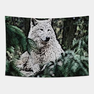 Arctic Wolf Painting Tapestry