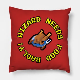 Gauntlet Arcade Game - Wizard Needs Food Badly Pillow