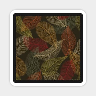 Abstract fall leaves drawing. Leaf skeleton print. Autumn foliage illustration Magnet