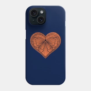 Love orange butterfly heart on dark background Phone Case