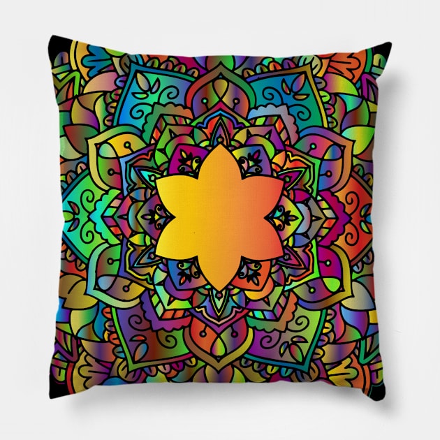 mandala-design, mandala-art, geometric, abstract, mandala and spirituality, colorful, rainbow, mandala pattern, mandala flower patterns, Flower Mandala ,Spirituality Pillow by Utopia Shop