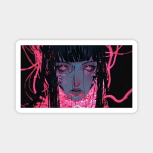 Cyberpunk Girl Pink Android Cyborg Magnet