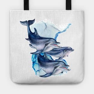 Dolphins swimming Everybody Loves Dolphins and this is a Lovely Dolphin Design Tote