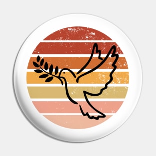 Retro Sunset Dove Pin