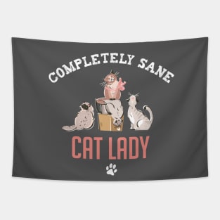 Completely Sane Cat Lady Funny Cat Mom Tapestry