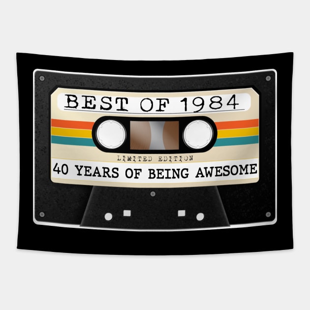 Funny Best of 1984 40th Birthday Cassette Tape Vintage Tapestry by Happy Solstice