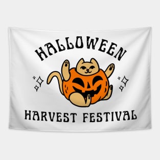 halloween harvest festival cat Tapestry