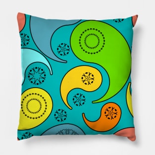 Paisley Principle 4 Medium Teal Pillow