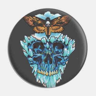 Blue Crystal Skull Pin