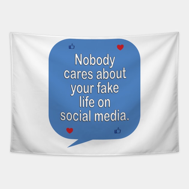 Social media is not real life - inspirational t-shirt gift idea Tapestry by MotivationTshirt