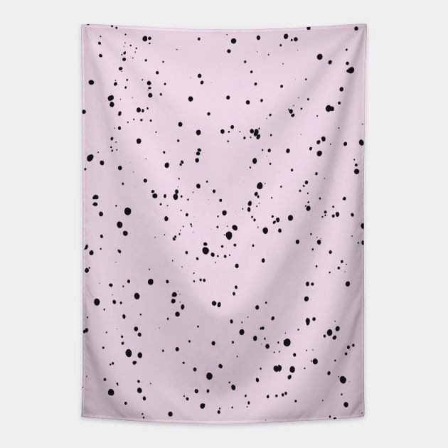 Pastel Mint Green, Pink and Black Paint Dot Drops White Background Tapestry by fivemmPaper