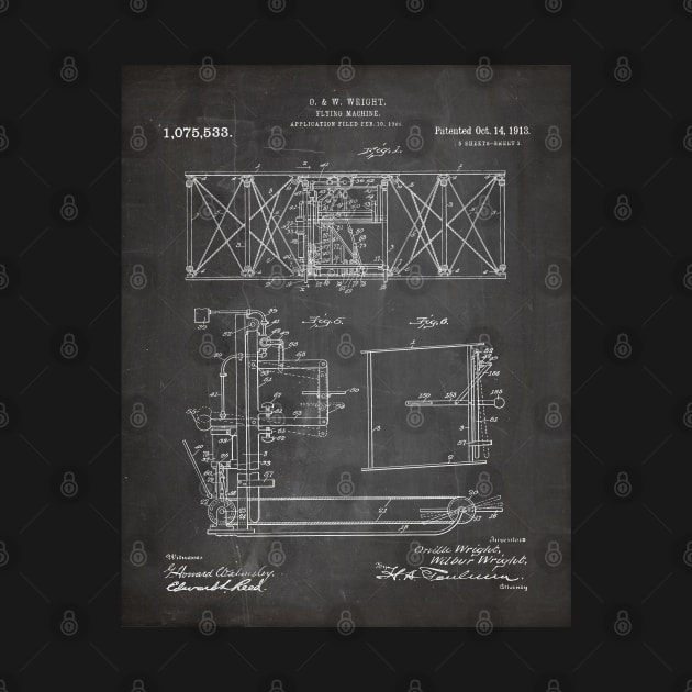 Wright Brothers Aircraft Patent - Aviation Art - Black Chalkboard by patentpress