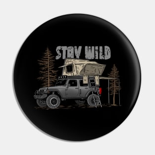 Stay Wild Jeep Camp - Adventure grey Jeep Camp Stay Wild for Outdoor Jeep enthusiasts Pin