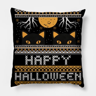 Happy Halloween Black Cats Pillow