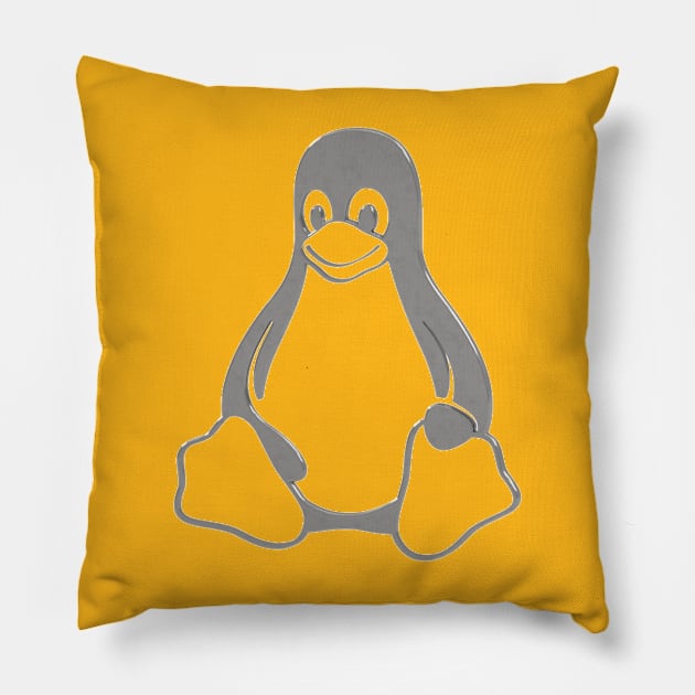 Tux Grey 3D Pillow by MacJoris