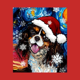 Tri Color Cavalier King Charles Spaniel Santa T-Shirt