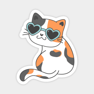 cute funny kitty cat calico wearing heart sunglasses Magnet