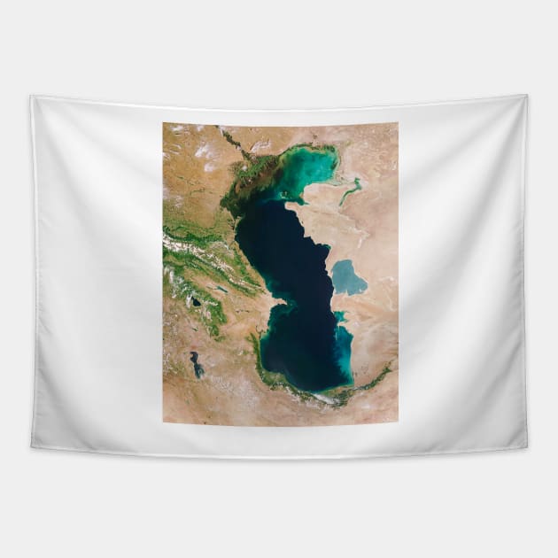 Caspian Sea, Aqua satellite image (E590/0193) Tapestry by SciencePhoto