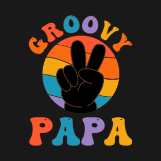 Vintage Groovy Papa Peace Sign Love Hippie T-Shirt