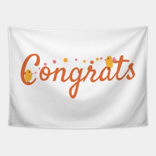 Congrats With Birds and Flowers Tapestry
