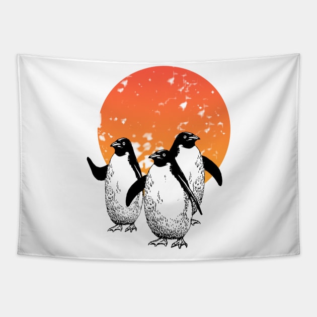 Funny penguins in the sun Tapestry by hardcore repertoire