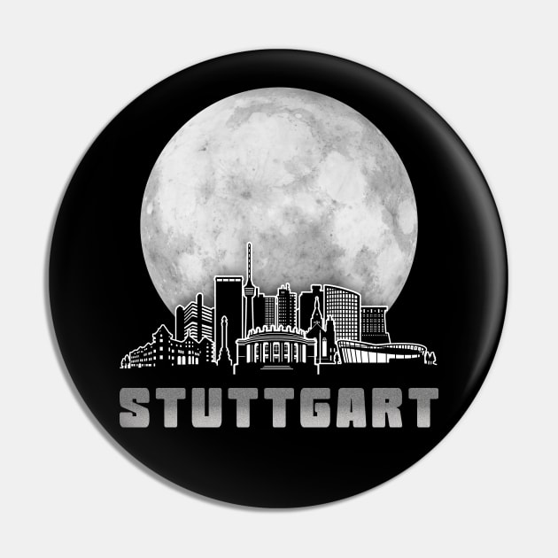 Stuttgart Germany Skyline Full Moon Pin by travel2xplanet