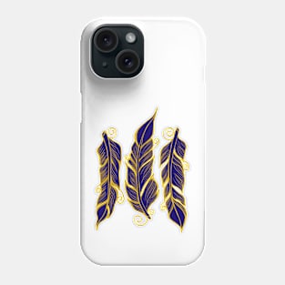 Blue and gold feathers Phone Case