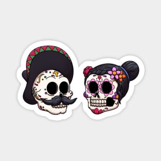 Male And Female Dia De Los Muertos Sugar Skulls Magnet