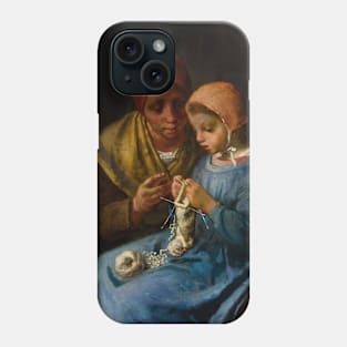 The Knitting Lesson by Jean-Francois Millet Phone Case