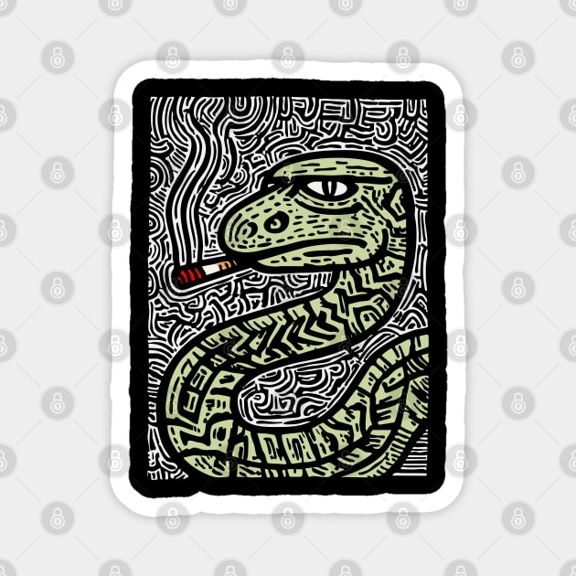 Chill Serpent | Wise Old Sage Snake Magnet by TuncGK